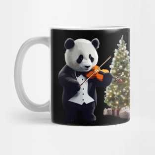Giant Panda Playing Violin Christmas Mug
